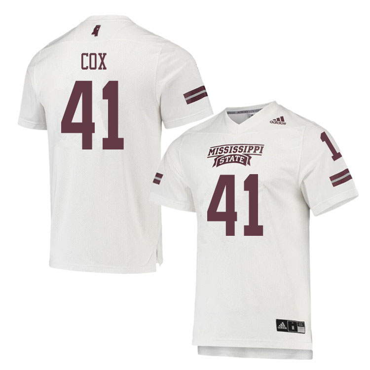 Men #41 Colby Cox Mississippi State Bulldogs College Football Jerseys Sale-White